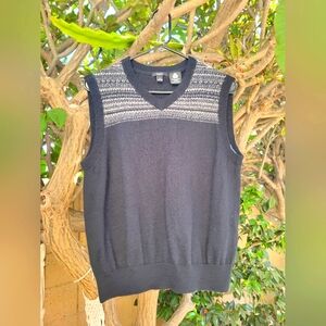 Bossini Wool Blend Black and‎ Gray Knit Sleveless Sweater Vest